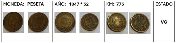 Peseta Franco 1947 * 52 Km 775   -VG-  (3)