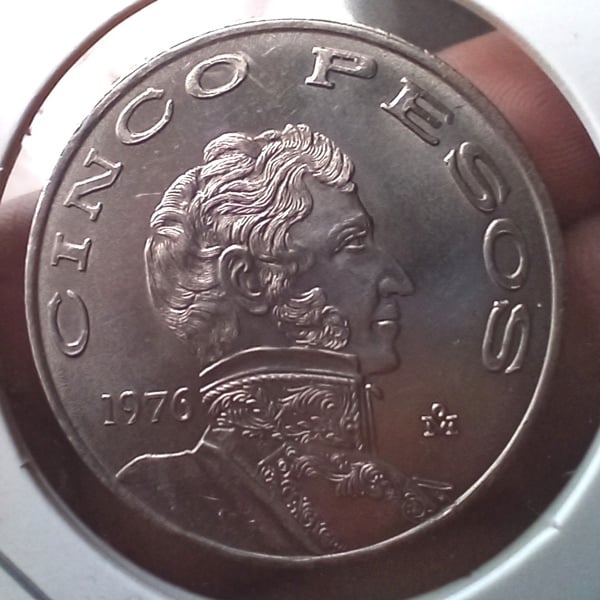 Moneda de 5 pesos Vicente guerrero 1986