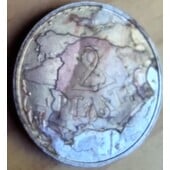 Moneda 2 pesetas España 1982 doble acuñación errónea
