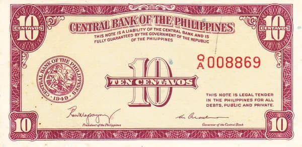 10 Centavos Waterlow & Sons