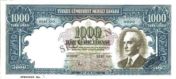 1000 Lira Inönü