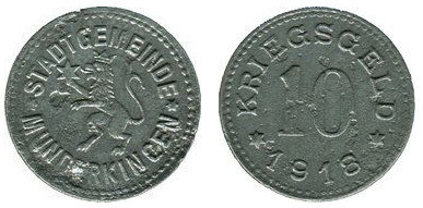 10 pfennig (Ciudad de Munderkingen-Estado federado de Württemberg)