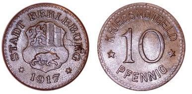 10 pfennig (Ciudad de Berleburg-Provincia prusiana de Westfalia)