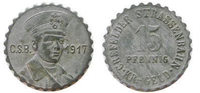 15 pfennig (Ciudad de Krefeld-Provincia prusiana de Rin)