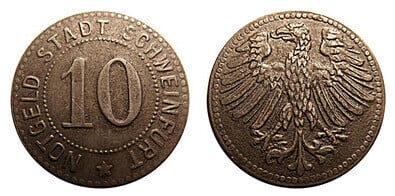 10 pfennig (Ciudad de Schweinfurt-Estado federado de Baviera)