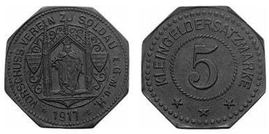 5 pfennig (Asociación de Avanzada de Prusia Oriental de Soldau)