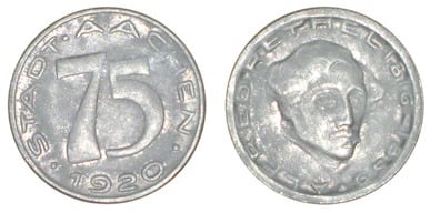 75 pfennigs (Ciudad de Aquisgrán-Provincia prusiana de Rin)