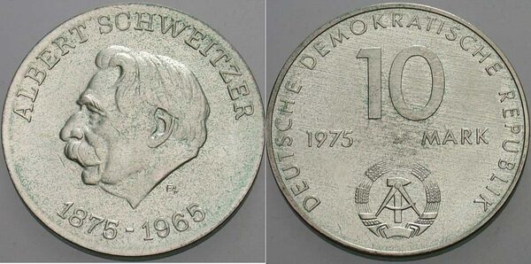 10 mark (Centenario del Nacimiento de Albert Schweitzer)