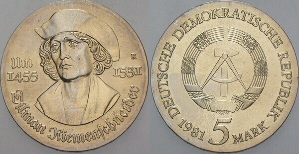 5 mark (450 Aniversario de la Muerte de Tilman Riemenschneider)