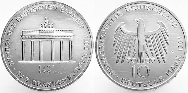 10 mark (Unificación de Alemania-Puerta de Brandenburgo)