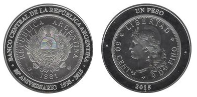 1 peso (80 aniversario de la B.C.R.A)