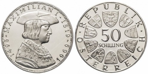 50 schilling (450 Aniversario de la Muerte de Maximilian I)