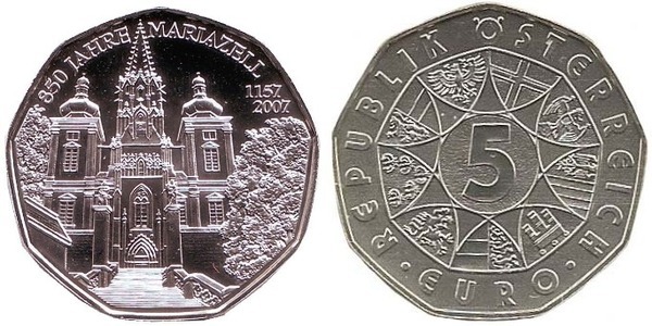 5 euro (850 Aniversario de la Ciudad de Mariazell)