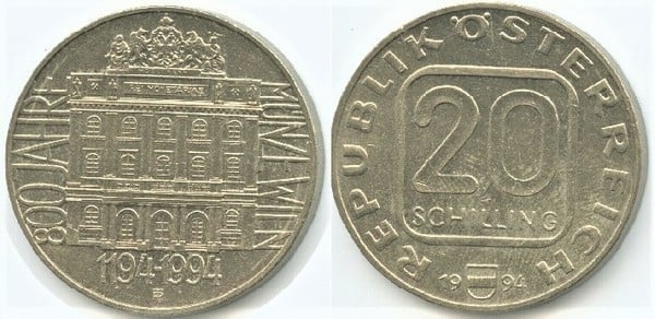 20 schilling (800 Aniversario de la Ceca de Viena)