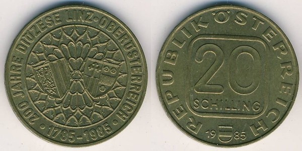 20 schilling (200 Aniversario de la Diócesis de Linz)