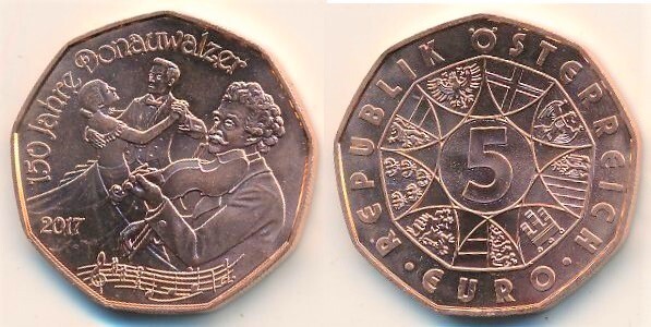 5 euro (150 Aniversario del vals Danubio Azul)