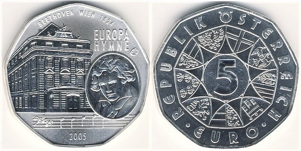 5 euro (Himno de la UE-Beethoven)