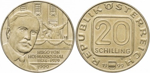 20 schilling (70 Aniversario de la Muerte de Hugo Von Hofmannsthal)