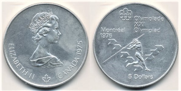 5 dollars (XXI JJ.OO. Montreal 1976 - Jabalina)