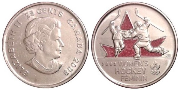 25 cents (Medalla de Oro de Hockey sobre Hielo Femenino, Salt Lake City 2002 - Color)