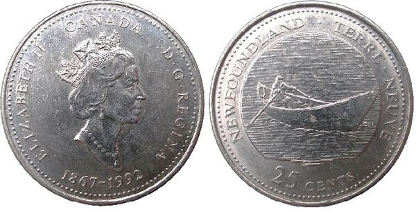 25 cents (125 Aniversario de la Confederación Canadiense - Newfoundland)