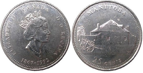 25 cents (125 Aniversario de la Confederación Canadiense - Manitoba)