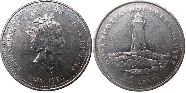 25 cents (125 Aniversario de la Confederación Canadiense - Nova Scotia)