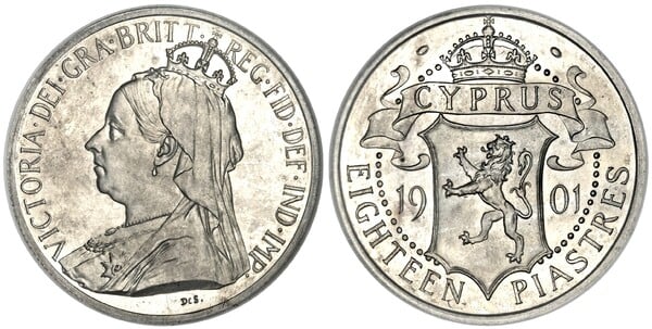 18 piastres (Reina Victoria)