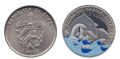 1 peso (Fauna del caribe. Delfines)