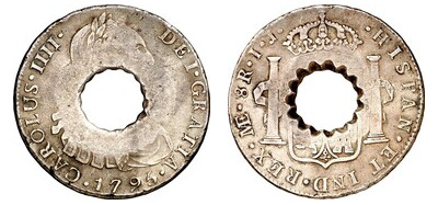 11 bits (Hoyo central crenado en Peru 8 Reales)