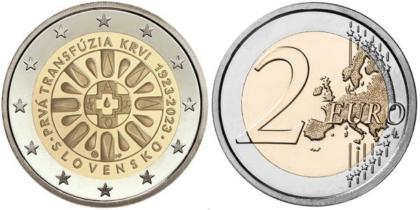 2 euro (100 Aniversario de la primera transfusión de sangre en Eslovaquia)