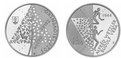 10 euro (80 aniversario del informe Vrba-Wetzler sobre el campo de concentración y exterminio de Auschwitz-Birkenau)