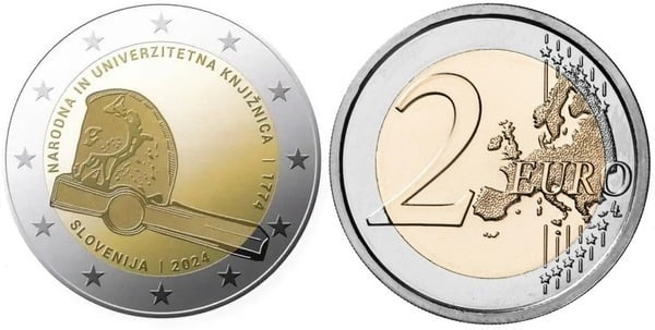 2 euro (250 Aniversario de la Biblioteca Nacional y Universitaria de Eslovenia)