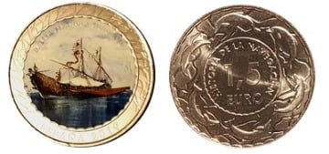 1,5 euro (Galera española Siglo XVII)