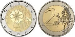2 euros (La flor nacional estonia, el aciano)