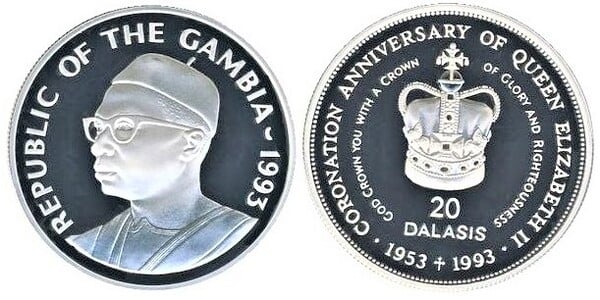 20 dalasis (40 Aniversario de la Coronación de Elizabeth II)