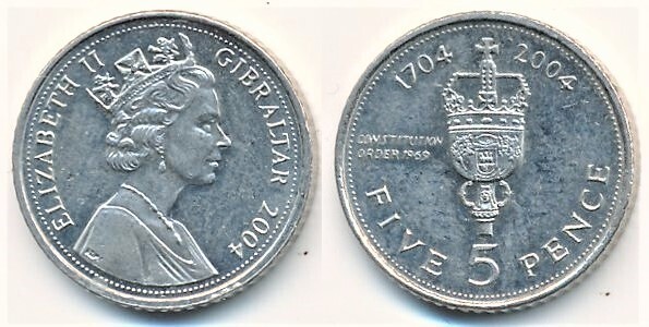 5 pence (300 Aniversario de la Ocupación Británica)