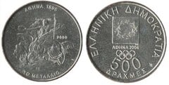 500 drachmai (Juegos Olimpicos Atenas 2004-Diseño de la Medalla de 1896)