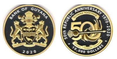 10 000 dollars (50 años de la República de Guyana)