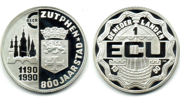 1 ecu (800 aniversario de la Carta de Zutpher)