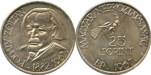 25 forint (85 Aniversario del Nacimiento de Zoltán Kodály)