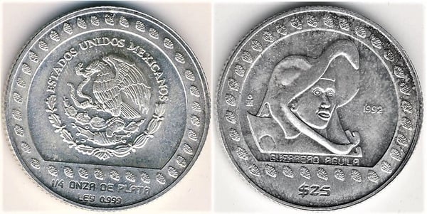 Moneda 20 pesos (Guerrero Águila) 1992 de México | Foronum