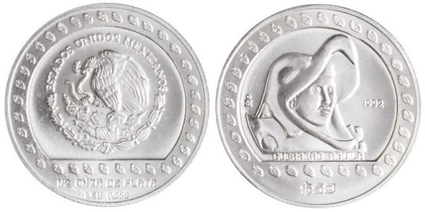 Moneda 50 pesos (Guerrero Águila) 1992 de México | Foronum