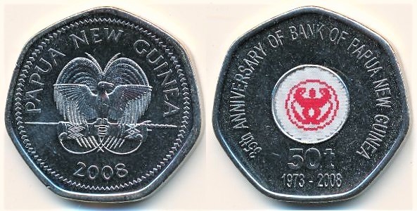 50 toea (35 Aniversario del Banco de Papua)