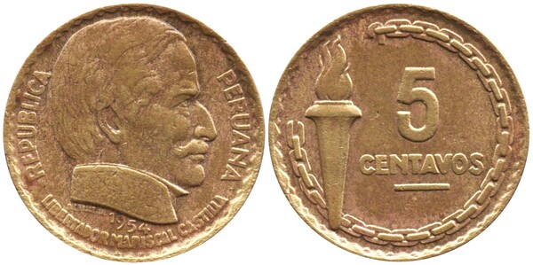5 centavos (100 Años de Abolición de la Esclavitud en Perú por el Presidente Ramón Castilla)