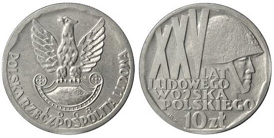 10 zlotych (25 Aniversario del Ejercito Polaco)