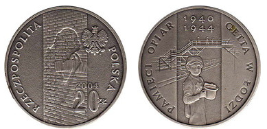 20 zlotych (En memoria de las víctimas del gueto de Lodz)