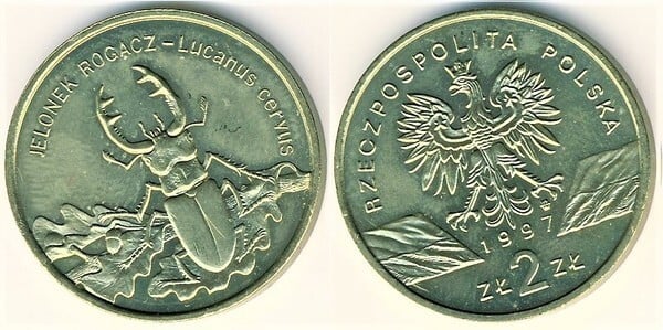 2 zlote (Escarabajo Ciervo volante)