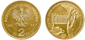 2 zlote (Academia de Bellas Artes de Varsovia)