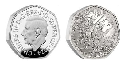 50 pence (80 aniversario de la invasión de Normandía)